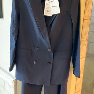 Theory linen double breasted blazer
